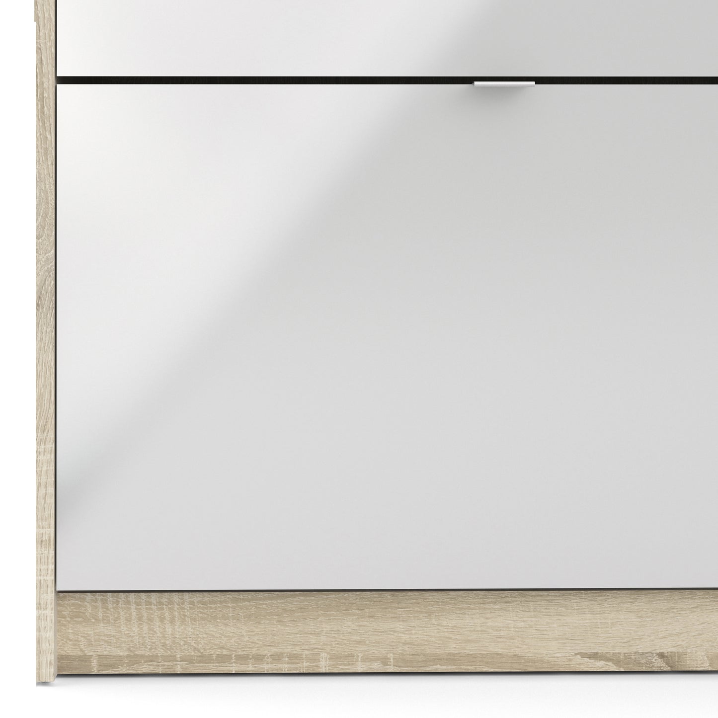 Shoes Oak Cabinet, White 3 Tilting Doors(2layers) + 1Door