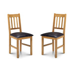 Coxmoor Dining Chair Solid Oak with Faux Brown Leather Seat(2 Chairs)