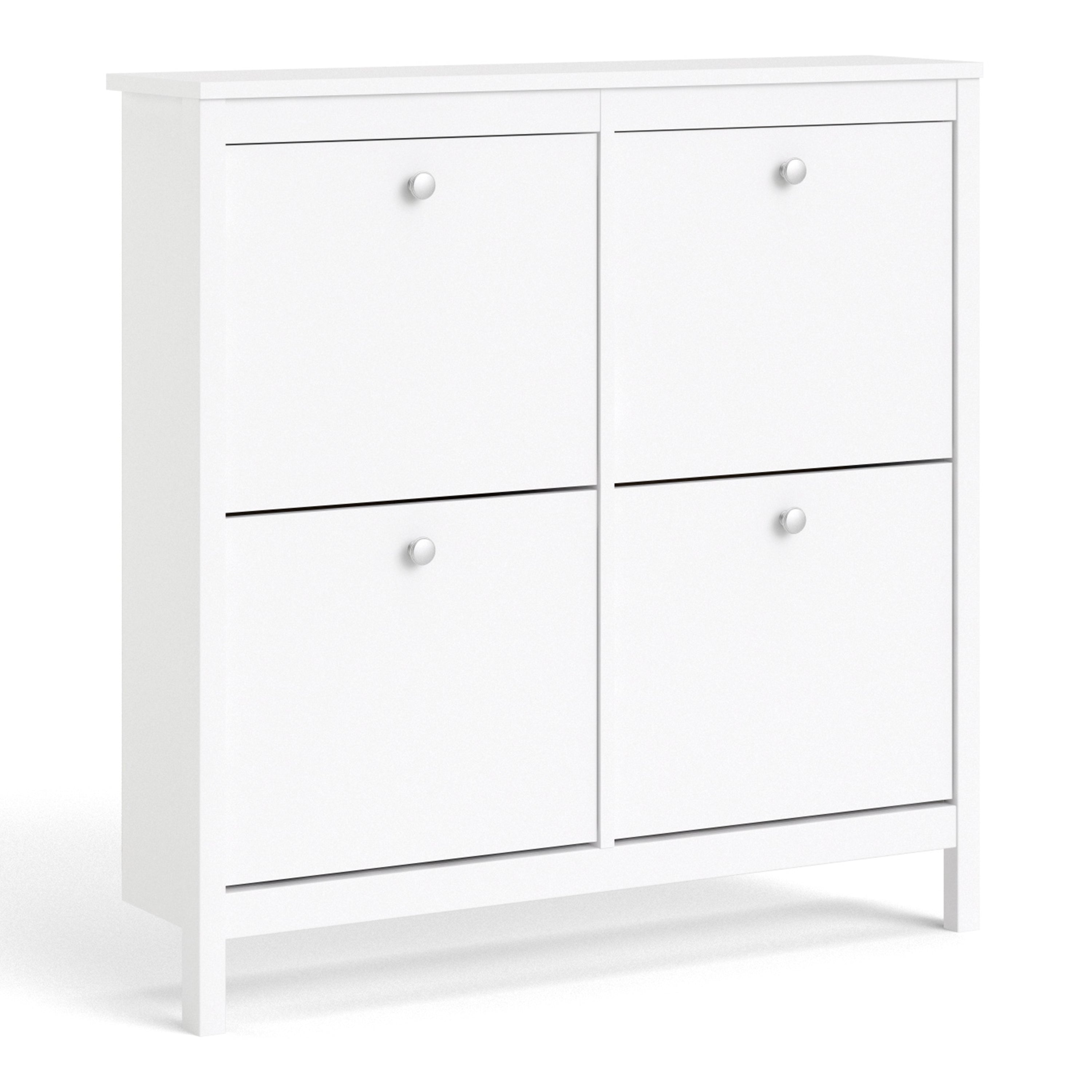 Madrid Shoe Cabinet 4 Compartments In Matt Black Or White - FURNITURE CURLS