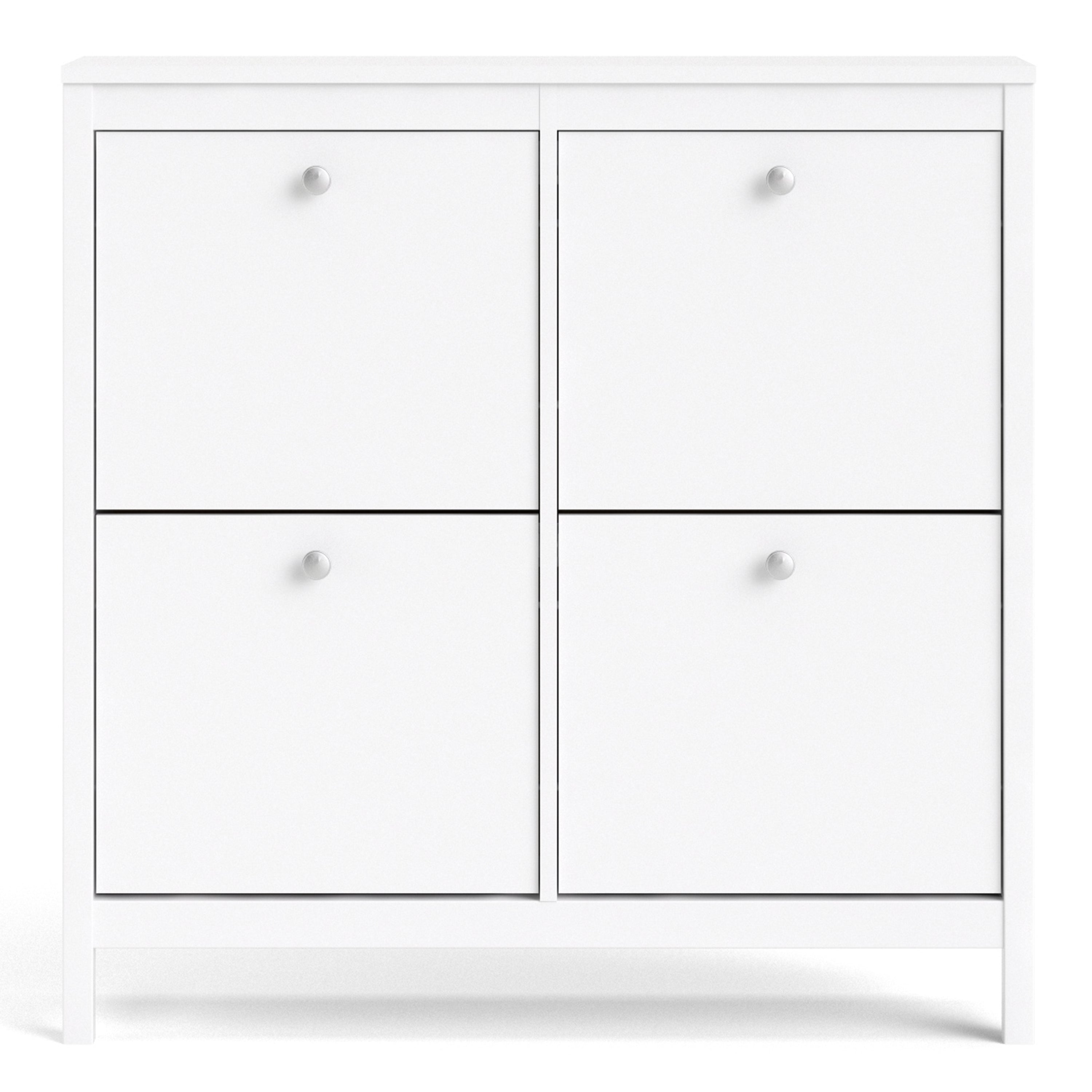 Madrid Shoe Cabinet 4 Compartments In Matt Black Or White - FURNITURE CURLS