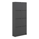 Shoes Matt Black Cabinet 4 Tilting Doors (2 Layers)