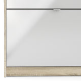 Shoes Oak Cabinet, White 3 Tilting Doors(2layers) + 1Door