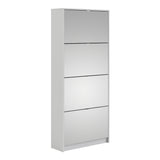 Shoes White Cabinet 4 Mirror Tilting Doors (2Layers)