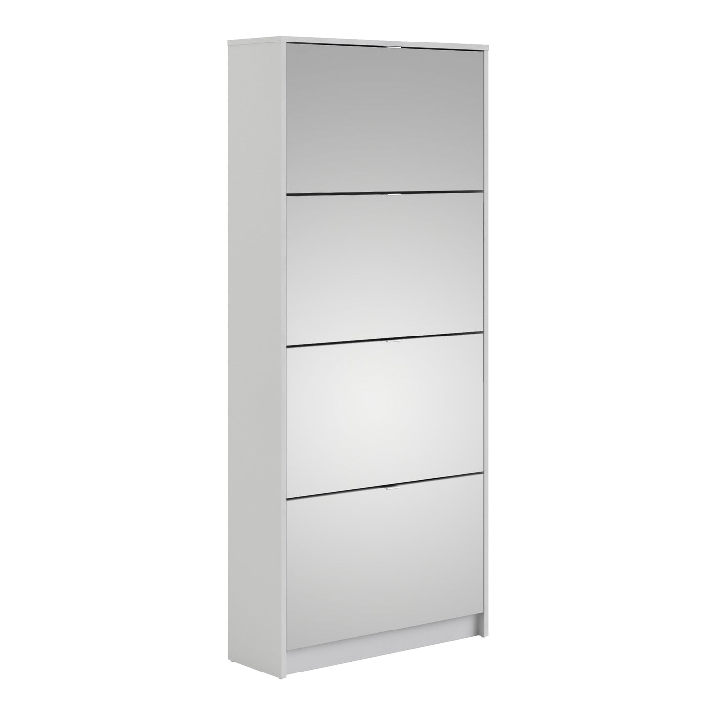 Shoes White Cabinet 4 Mirror Tilting Doors (2Layers)