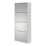 Shoes White Cabinet 4 Mirror Tilting Doors (2Layers)