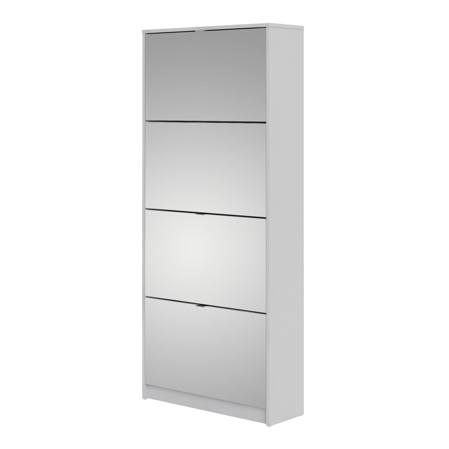 Shoes White Cabinet 4 Mirror Tilting Doors (2Layers)