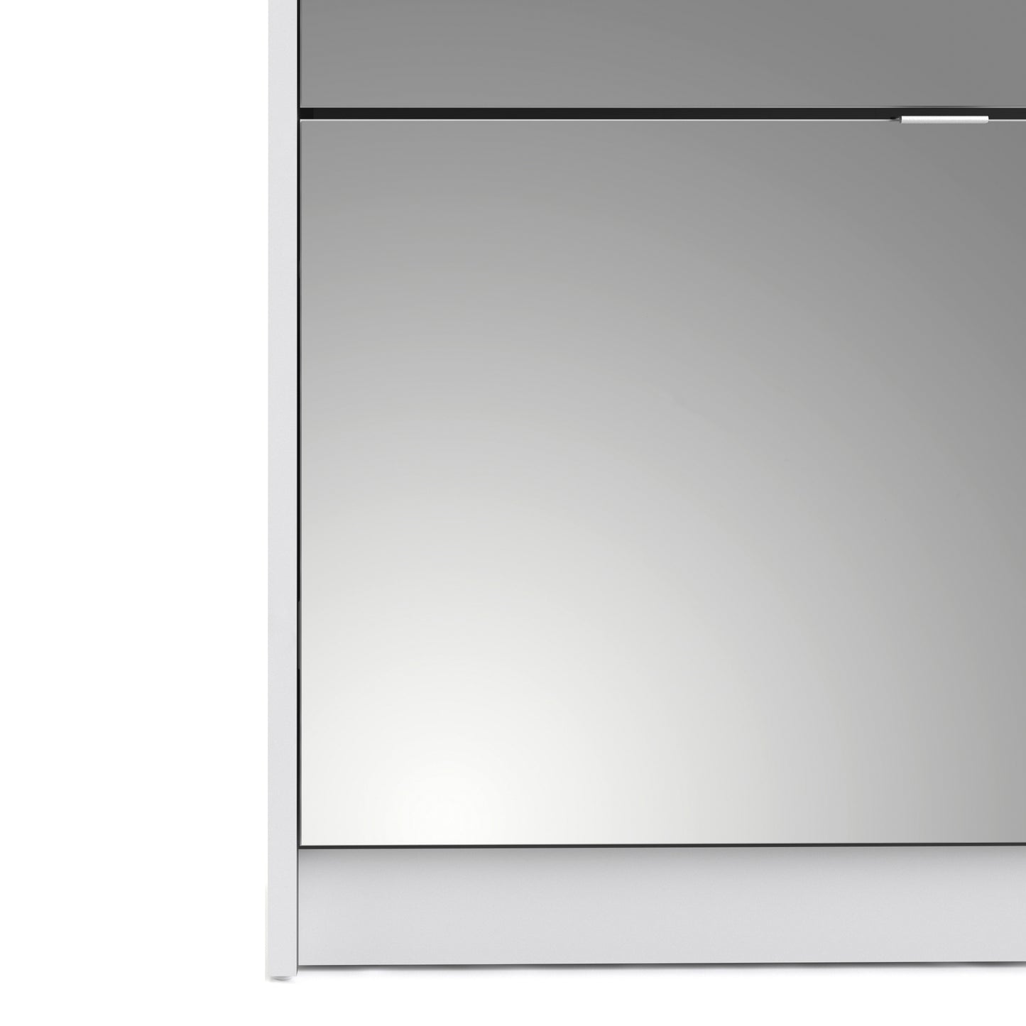 Shoes White Cabinet 4 Mirror Tilting Doors (2Layers)
