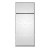 Shoes White Cabinet 4 Mirror Tilting Doors (2Layers)