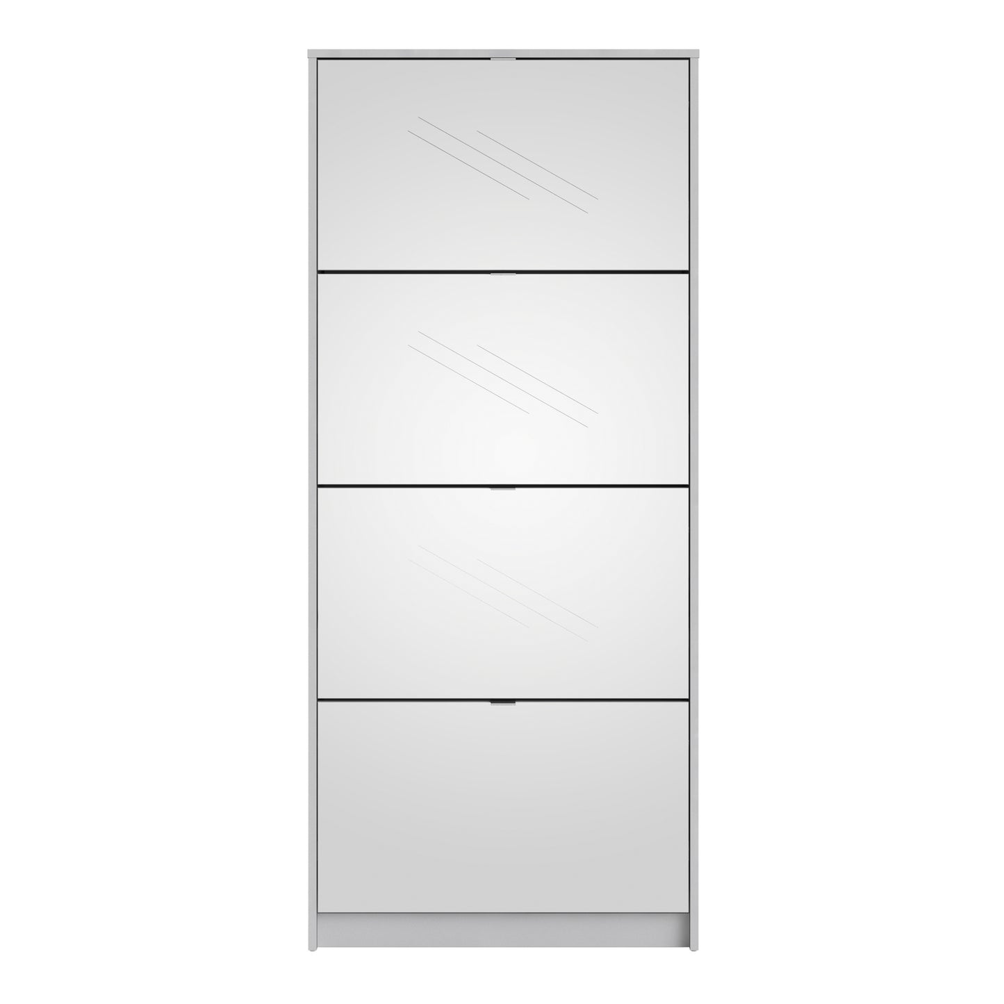 Shoes White Cabinet 4 Mirror Tilting Doors (2Layers)