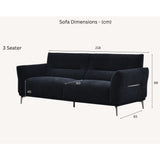Albany Sofa Set in Soft Boucle fabric in Black colour with Silver fleck