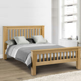 Amsterdam Solid White Oak & Oak Veneers Wooden Bed - High Foot End