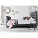 Appleby / Appleton TV Ottoman Bed in Pendle Slate Fabric