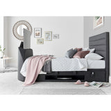 Appleby / Appleton TV Ottoman Bed in Pendle Slate Fabric