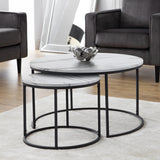 Bellini Round Nesting Coffee Table - White Marble