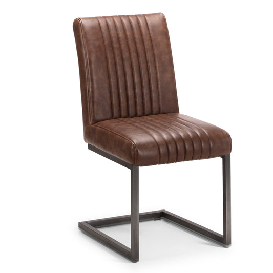 Brooklyn Dining Chair Brown Faux Leather Gunmetal Legs(2 Chairs)