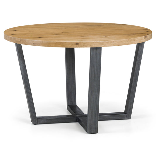 Brooklyn Round Solid Oak Dining Table Gunmetal Legs