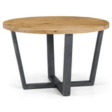 Brooklyn Round Solid Oak Dining Table & Monroe Dining Chair Charcoal Grey Microsuede Fabric Black Legs