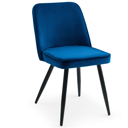 Burgess Dining Chair Blue Velvet Fabric with Matte Black Legs(2 Chairs)