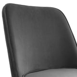 Burgess Dining Chair Grey Velvet Fabric with Matte Black Legs(2 Chairs)