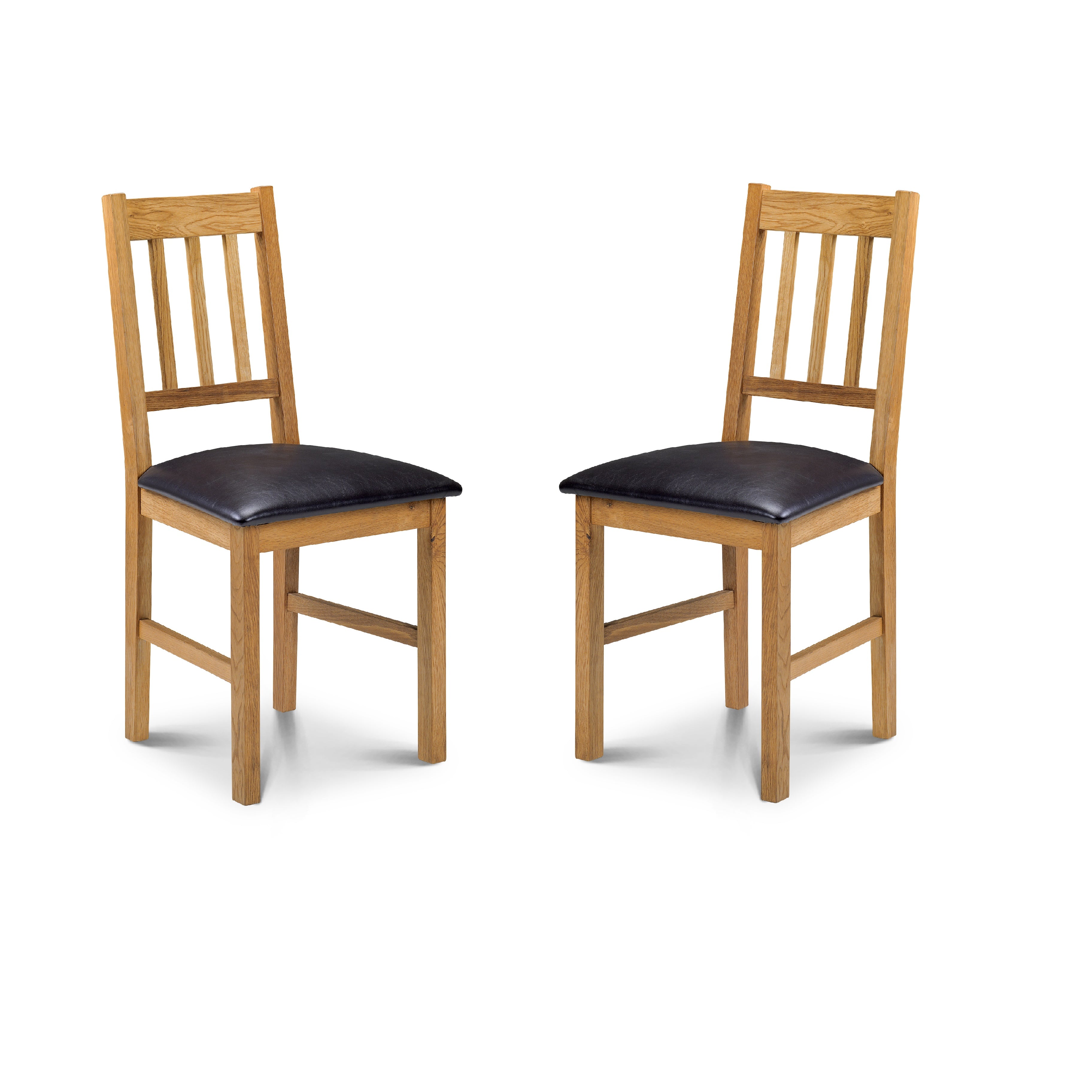 Coxmoor Dining Chair Solid Oak with Faux Brown Leather Seat(2 Chairs)