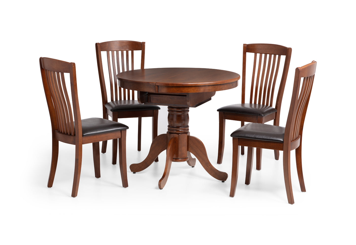 Canterbury Ro. Extend. Dining Table + Canterbury Dining Chair Rubberwood Mahogany(4 Chairs)