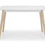 Casa Rectangular Dining Table White Lacquer with Limed Oak Legs