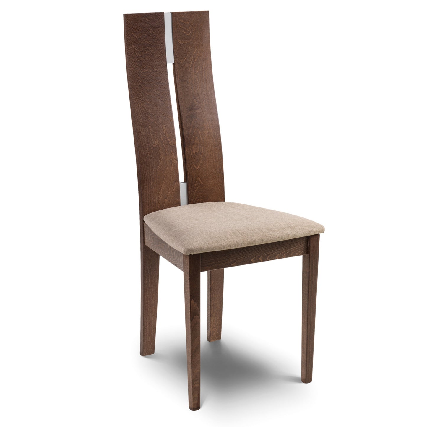 Cayman Dining Chair Polyester Fabric Beech Frame Walnut with Metal Effect Insert(2 Chairs)