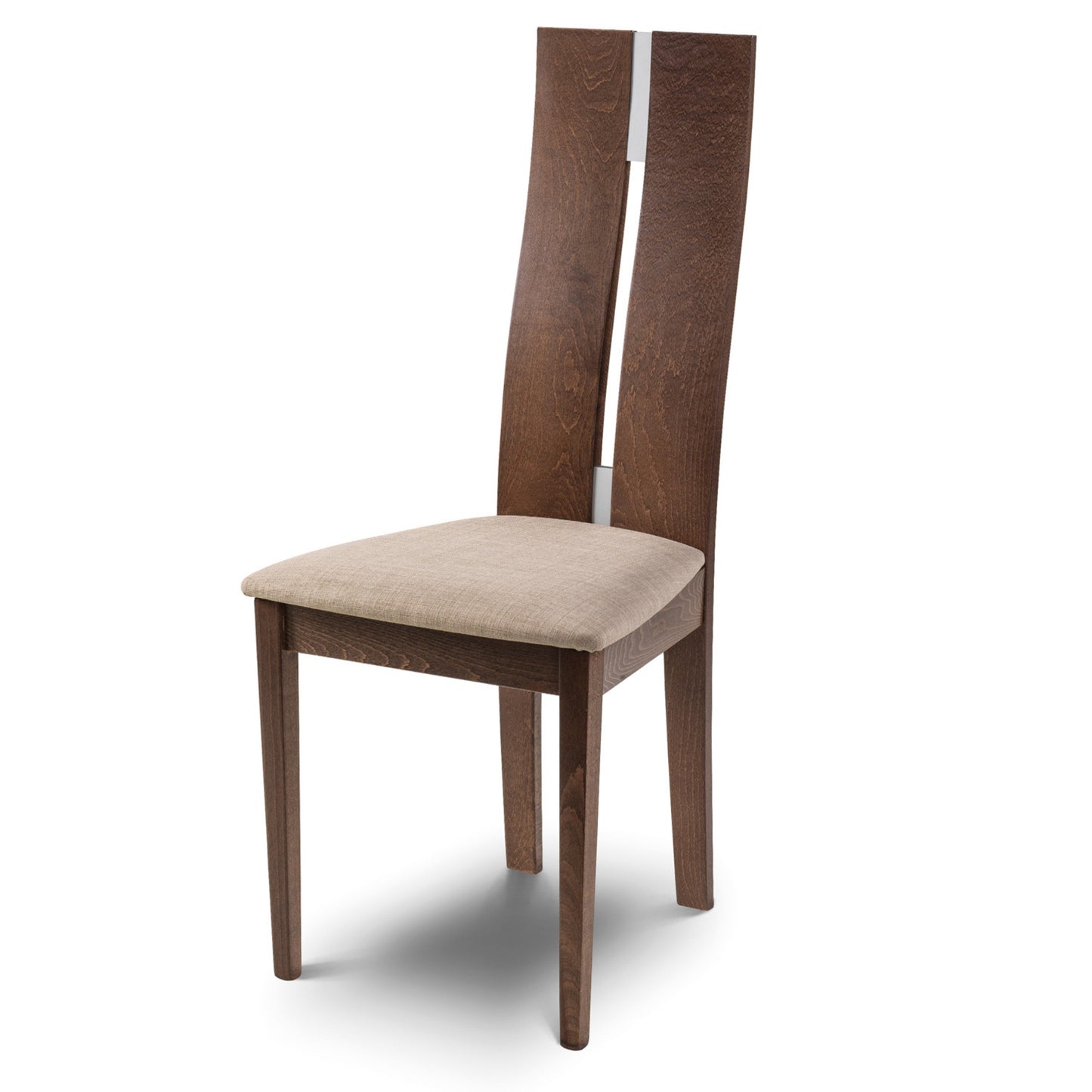 Cayman Dining Chair Polyester Fabric Beech Frame Walnut with Metal Effect Insert(2 Chairs)