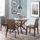 Chelsea Glass Dining Table & Kensington Dining Chair Beech Frame Walnut Finish(4 Chairs)