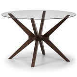 Chelsea Glass Din. Table Beech Fr. Walnut & Madrid Grey Velvet Dining Chair Rubberwood Walnut Finish