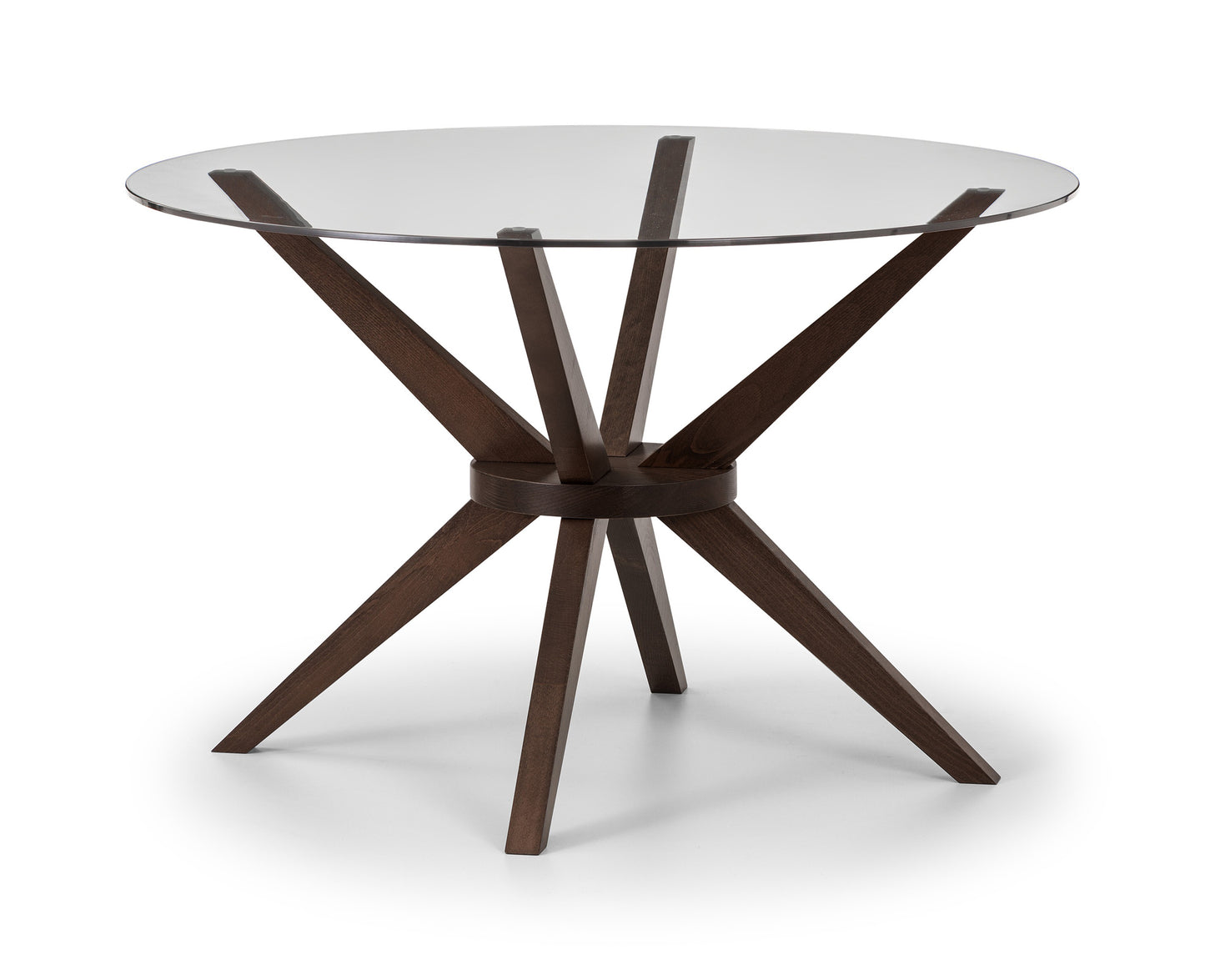 Chelsea Glass Din. Table Beech Fr. Walnut + Madrid Grey Velvet Dining Chair Rubberwood Walnut Finish