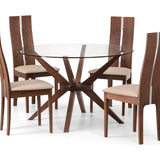 Chelsea Glass Top Dining Table & Cayman Chair Beech Frame Walnut