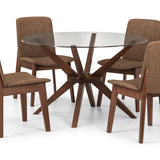 Chelsea Glass Dining Table & Kensington Dining Chair Beech Frame Walnut Finish(4 Chairs)