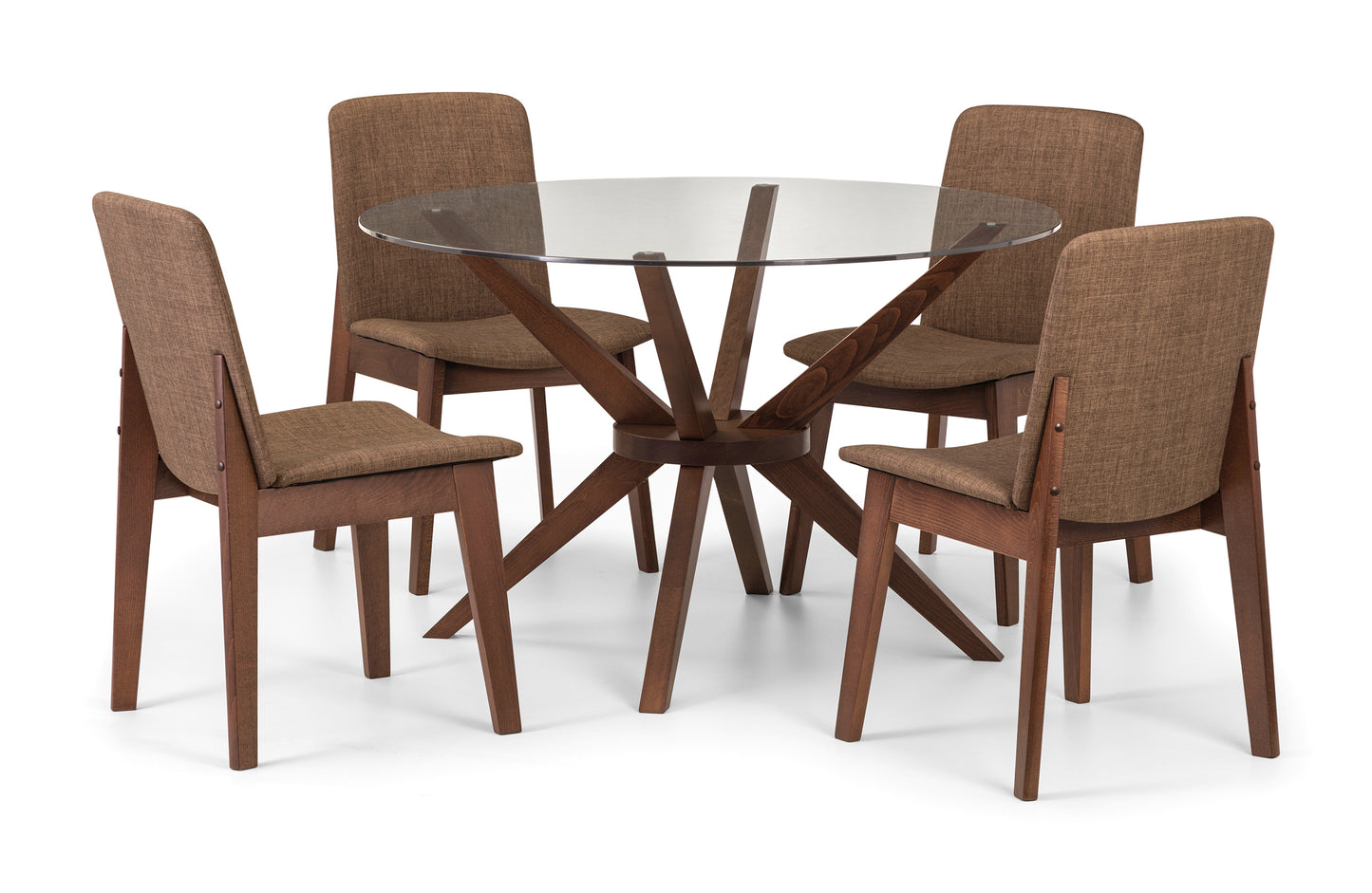 Chelsea Glass Dining Table + Kensington Dining Chair Beech Frame Walnut Finish(4 Chairs)