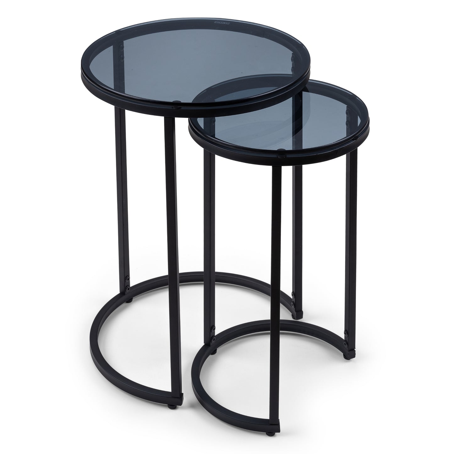 Chicago Nesting Lamp Table Smoked Glass & Black Metal Legs