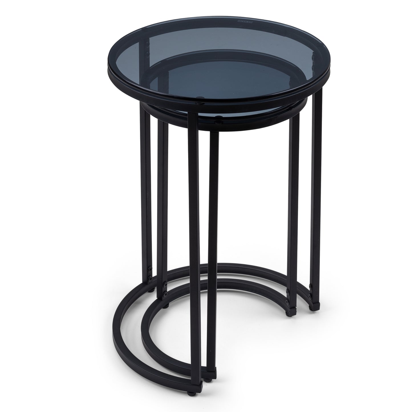 Chicago Nesting Lamp Table Smoked Glass & Black Metal Legs