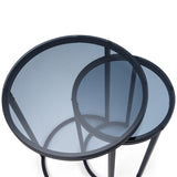 Chicago Nesting Lamp Table Smoked Glass & Black Metal Legs