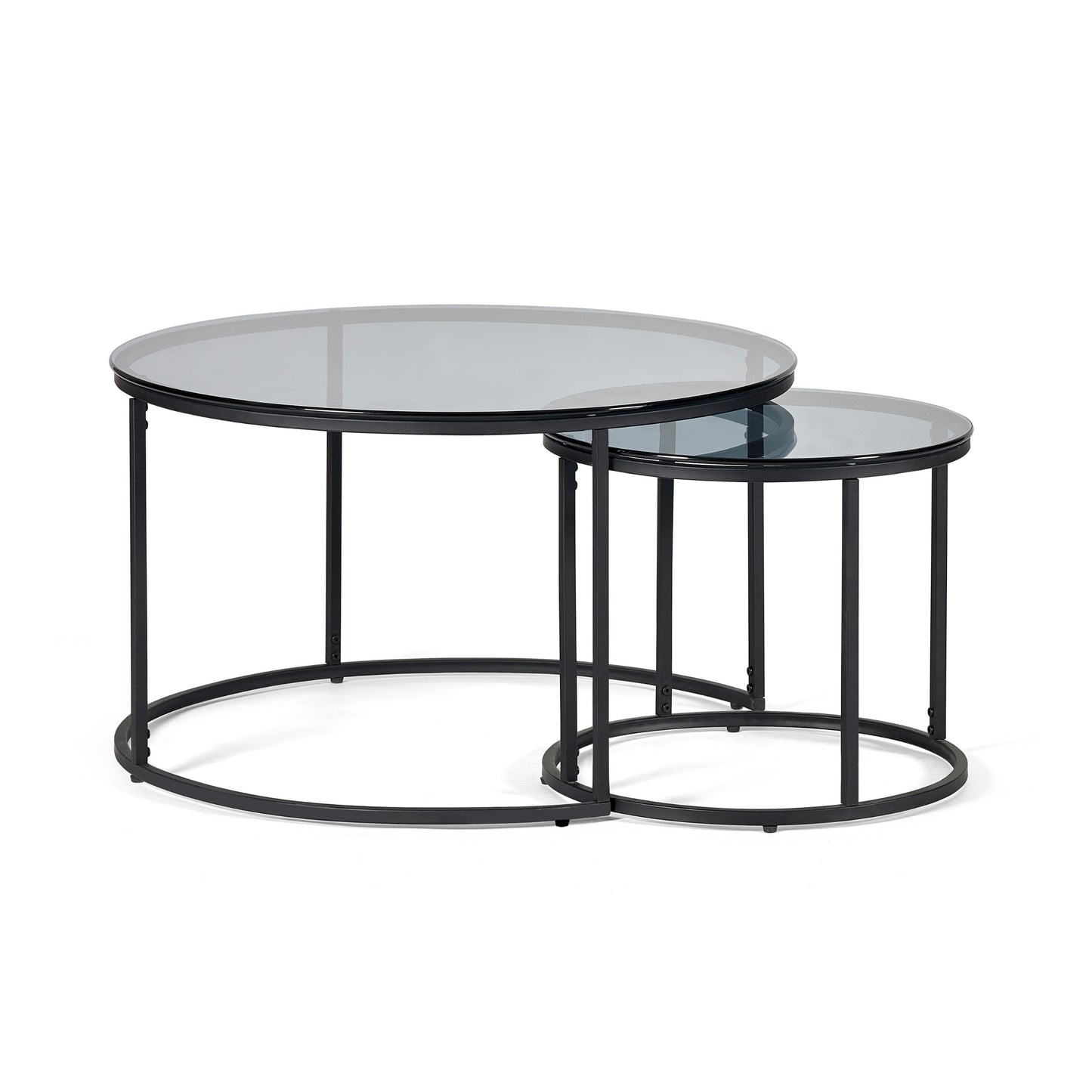 Chicago Round Nesting Coffee Tables - Smoked Glass