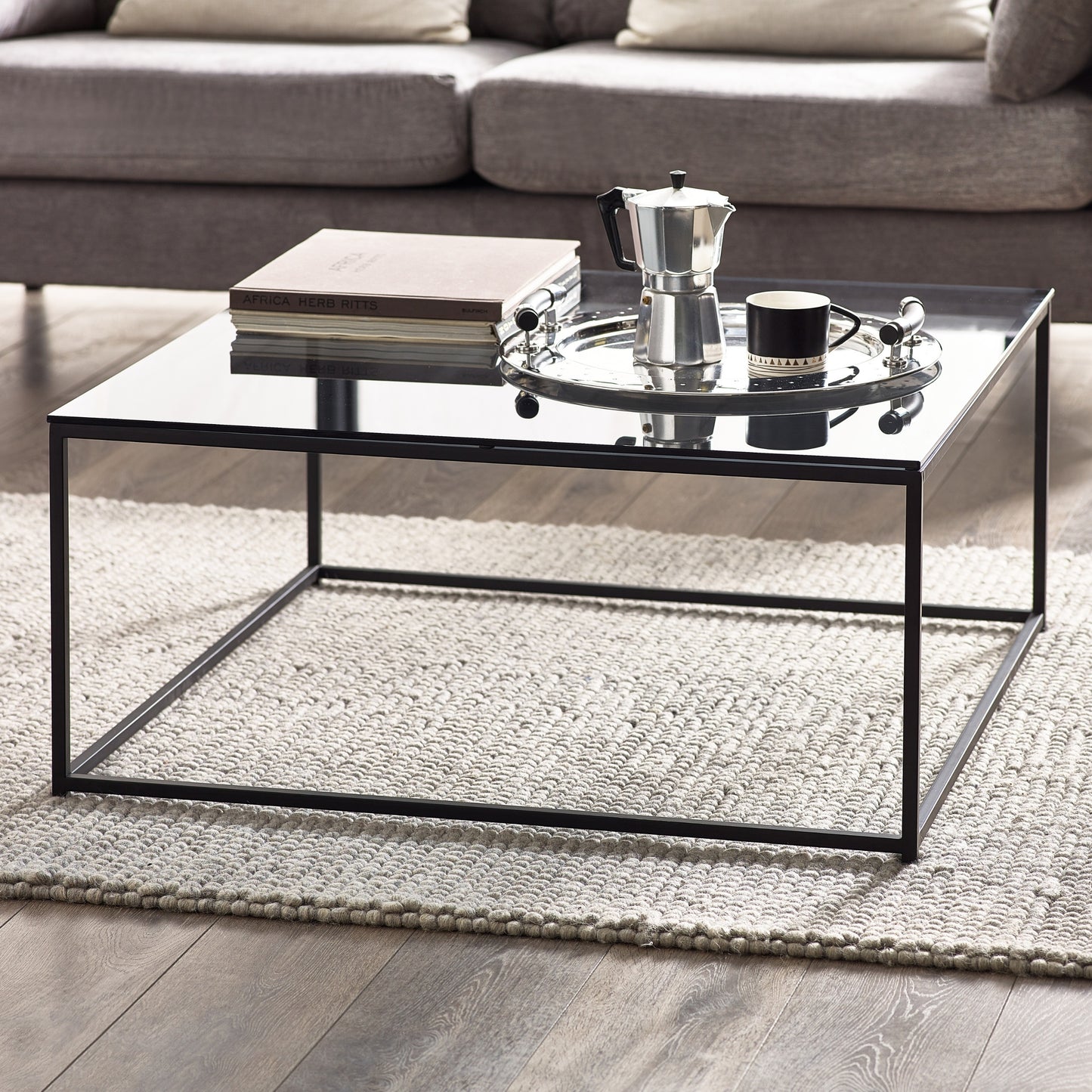 Chicago Square Coffee Table - Smoked Glass