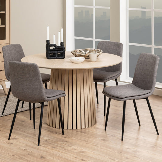 Christo Round Din. Table White Oak + Becca Dining Chair in Light Brown (4 chairs)