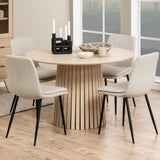 Christo Round Dining Table White Oak &  Becca Dining Chair Beige(4 Chairs)