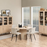 Christo Round Dining Table White Oak &  Becca Dining Chair Beige(4 Chairs)