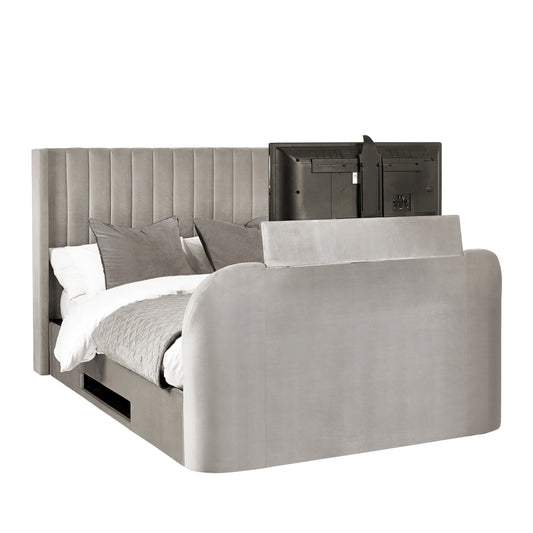 Clara TV Ottoman Bed in Light Grey