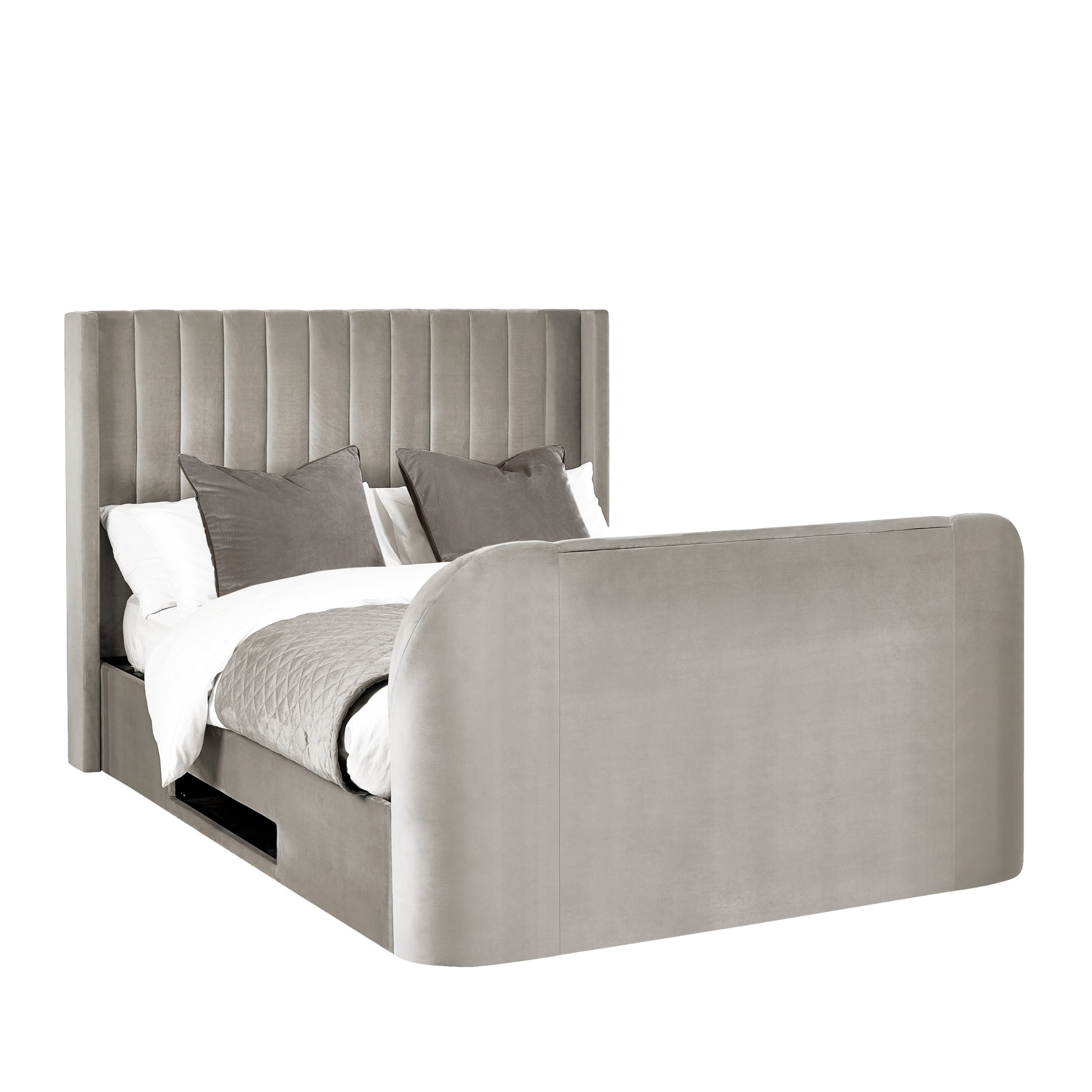 Clara TV Ottoman Bed in Light Grey