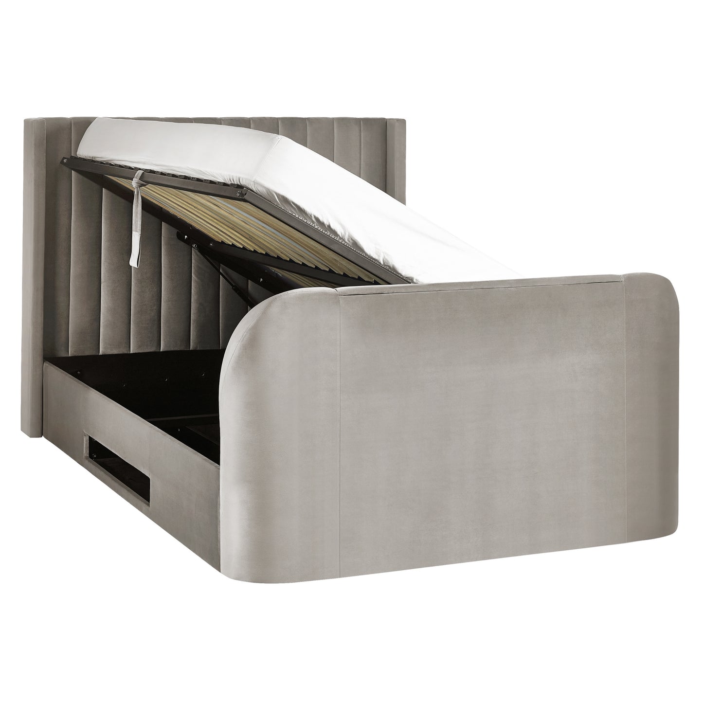 Clara TV Ottoman Bed in Light Grey