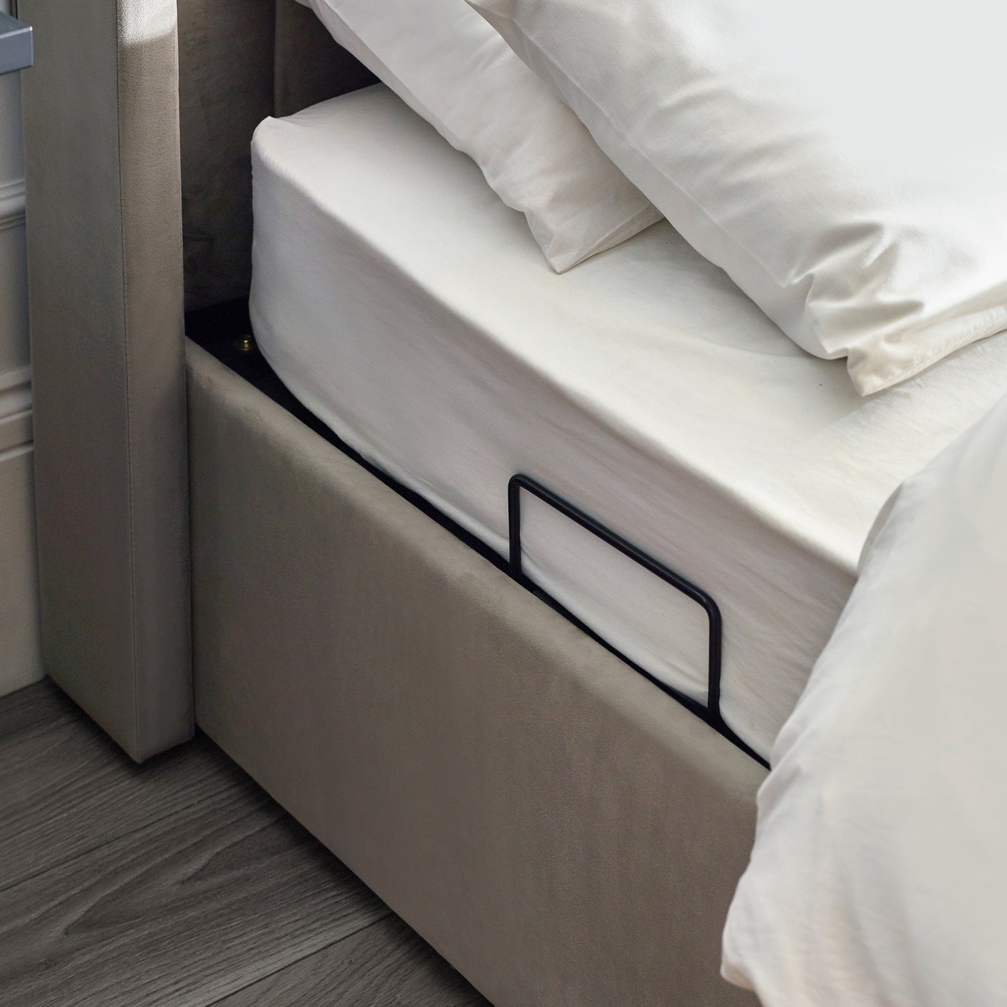 Clara TV Ottoman Bed in Light Grey