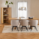 Colima Dining Table Oak & Darlene Dining Chair Swivel Function Beige(6 Chairs)