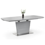 Como Extend. Dining Table Modern Grey High Gloss & Como Cant. D. Chair Grey Chrome(6 Chairs)