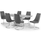Como Extend. Dining Table Modern Grey High Gloss & Como Cant. D. Chair Grey Chrome(6 Chairs)