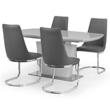 Como Extend. Dining Table Modern Grey High Gloss & Como Cant. D. Chair Grey Chrome(6 Chairs)